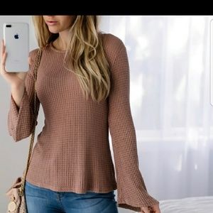 Reposh dusty rose waffle top